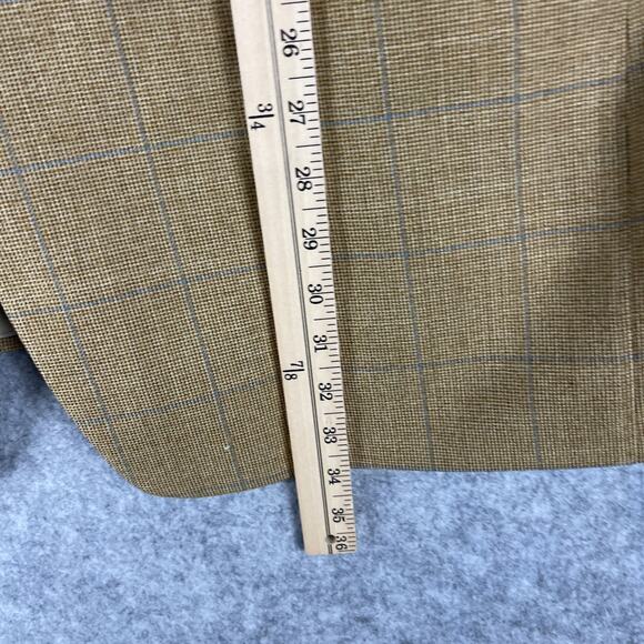 Vintage Oliver Wool Blazer Sport Coat Jacket Men 44L Tan Windowpane 3 Button - Picture 10 of 16